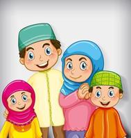 Muslim family member on cartoon character colour gradient background vector