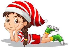 Cute girl in christmas costume cartoon character vector