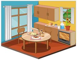 Interior del comedor con muebles. vector