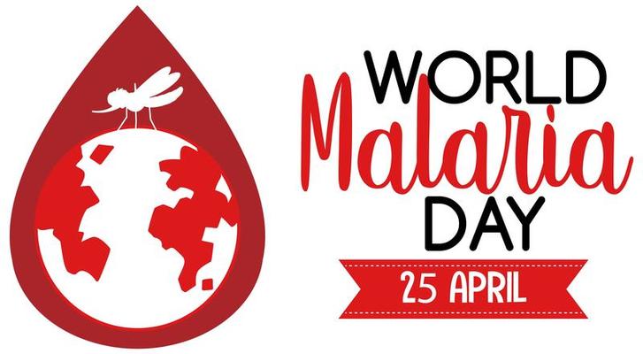 World Malaria Day logo or banner with mosquito and the earth on blood drop background