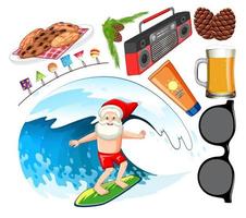 Set of isolated objects of christmas summer theme vector