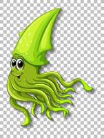 Cute Squid cartoon character on transparent background vector