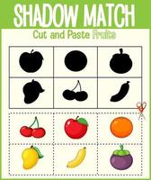 encuentre la sombra correcta, hoja de trabajo de coincidencia de sombras para el estudiante de kindergarten vector