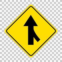 Yellow traffic warning sign on transparent background vector