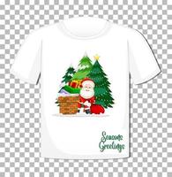 Santa Claus cartoon character with Christmas theme element on t-shirt on transparent background vector