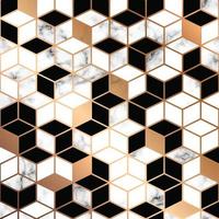 Marble texture design with golden geometric lines vector