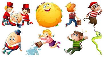 Set of different nursery rhyme character isolated on white background vector