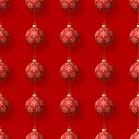 Christmas hanging red snowflake ornaments seamless pattern