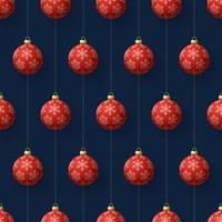 Christmas hanging red snowflake ornaments seamless pattern vector