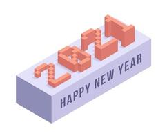 Happy New Year 2021 isometric typography vector