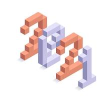 2021 isometric typography vector