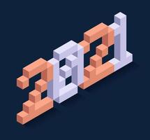 Happy New Year 2021 isometric typography vector