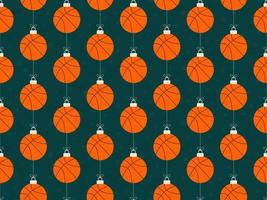 Merry Christmas basketball seamless horizontal pattern vector