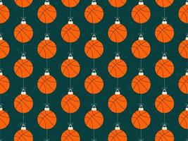 Merry Christmas basketball seamless horizontal pattern vector