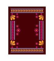 Mexican carpet with a square floral frame vector