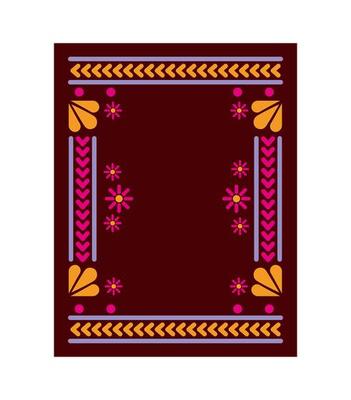 Mexican carpet with a square floral frame