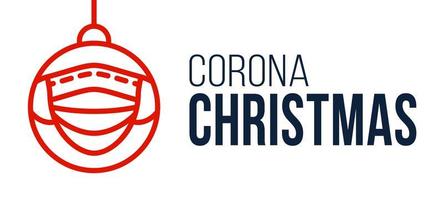 Corona Christmas face mask ball banner vector