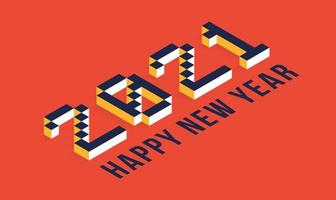 2021 Happy New Year isometric typography vector