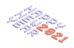 2021 Happy New Year isometric typography vector