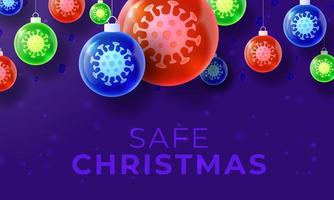 Glass Christmas coronavirus ball banner vector