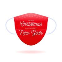 Mask with text Merry Christmas and Happy New Year vector