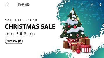 Christmas discount banner for website with abstract shapes vector