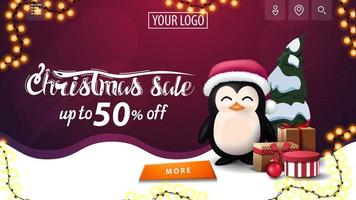 Discount banner with garland and wavy line vector