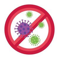 coronavirus con signo prohibido vector