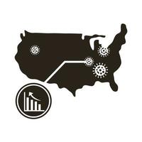 USA map with coronavirus infographic icon vector