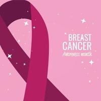 Breast cancer awareness month poster with pink ribbon vector