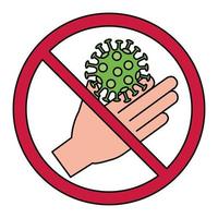Hand with coronavirus stop sign vector