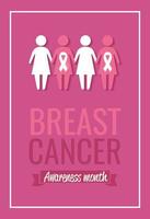 Breast cancer awareness month poster with women silhouette vector
