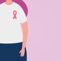 cartel del mes de concientización sobre el cáncer de mama con mujer joven vector