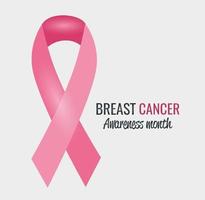 cartel del mes de concientización sobre el cáncer de mama con cinta rosa vector