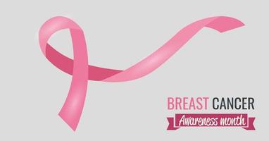 Breast cancer awareness month poster with pink ribbon vector