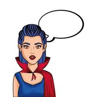 Woman in vampire costume with speech bubble vector