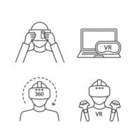 Virtual reality linear icons set vector