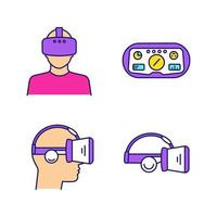 Virtual reality color icons set. vector