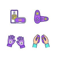 Virtual reality devices color icons set vector