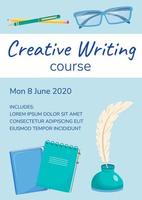 Creative writing course poster vector