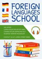 cartel de la escuela de idiomas extranjeros vector