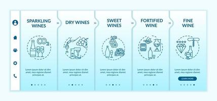 Wine types onboarding template. vector