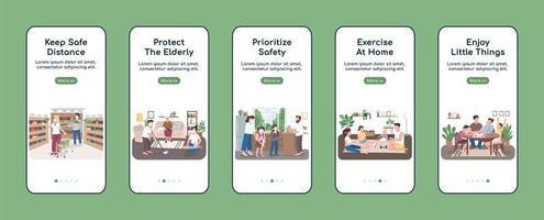 Quarantine measures onboarding mobile app screen vector