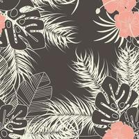 Summer seamless tropical pattern with monstera palm leaves vector