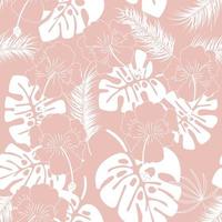 Seamless tropical pattern with white monstera leaves vector