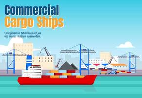 Commercial cargo ships banner vector