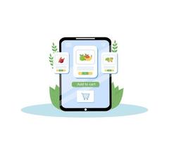 Online grocery mobile application vector