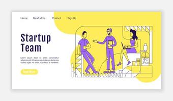 Startup team landing page vector