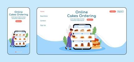 Online cakes ordering adaptive landing page vector