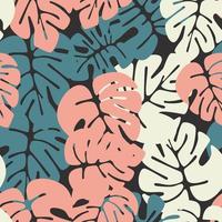 Summer seamless pattern with colorful monstera palm leaves vector